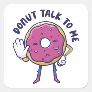 Cartoon kan niet met mij praten vierkante sticker