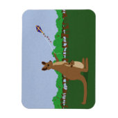 Cartoon Kangaroos vliegend een vlieger Magneet (Verticaal)