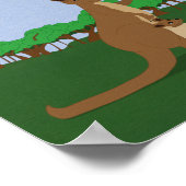 Cartoon Kangaroos vliegend een vlieger Poster (Hoek)