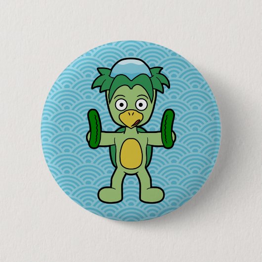 Cartoon Kappa Yokai - Japanse folklore Ronde Button 5,7 Cm (Voorkant)