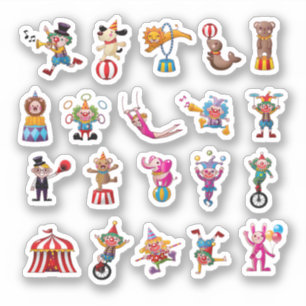 Cartoon Karakter Circus Set Sticker