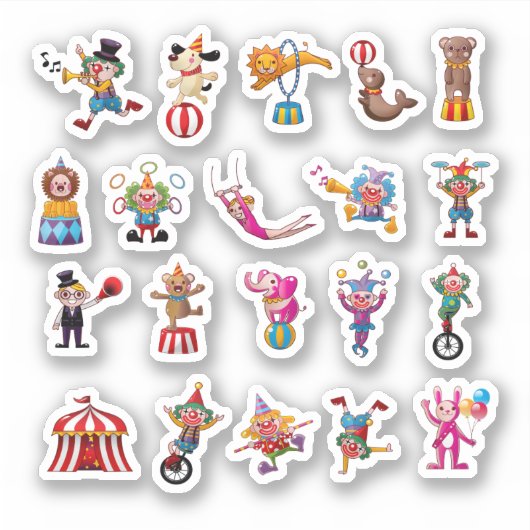 Cartoon Karakter Circus Set Sticker (Voorkant)
