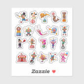 Cartoon Karakter Circus Set Sticker (Vel)