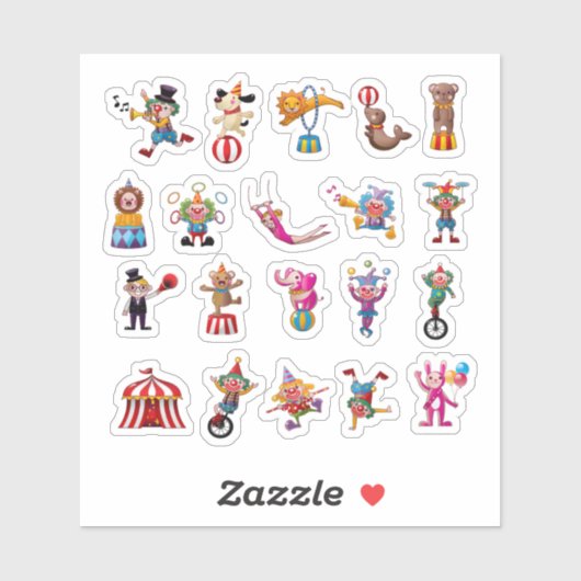Cartoon Karakter Circus Set Sticker (Vel)