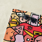 Cartoon Karakter Hand Getekend Worp Patroon Kinder Strandlaken (In situ)