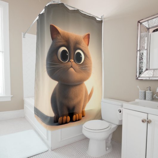Cartoon karakter illustratie van een schattige kat douchegordijn (In situ)