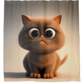 Cartoon karakter illustratie van een schattige kat douchegordijn (Voorkant)