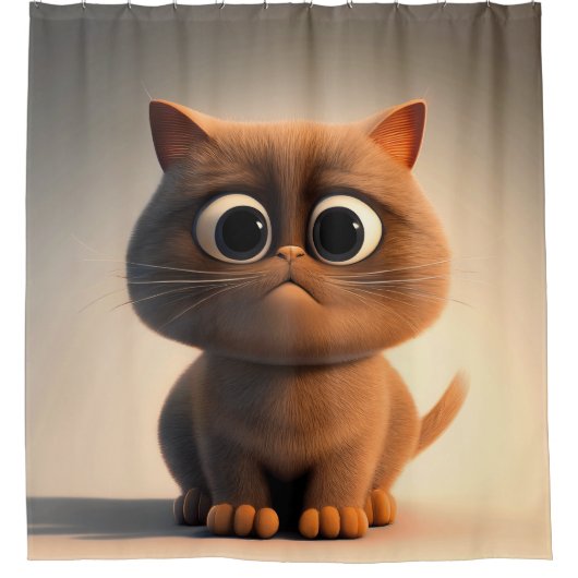 Cartoon karakter illustratie van een schattige kat douchegordijn (Voorkant)