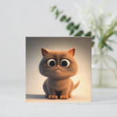 Cartoon karakter illustratie van een schattige kat kaart (Staand voorkant)
