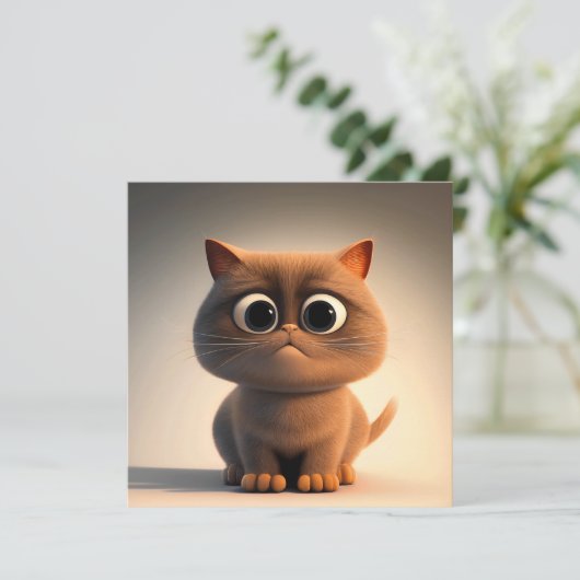 Cartoon karakter illustratie van een schattige kat kaart (Staand voorkant)