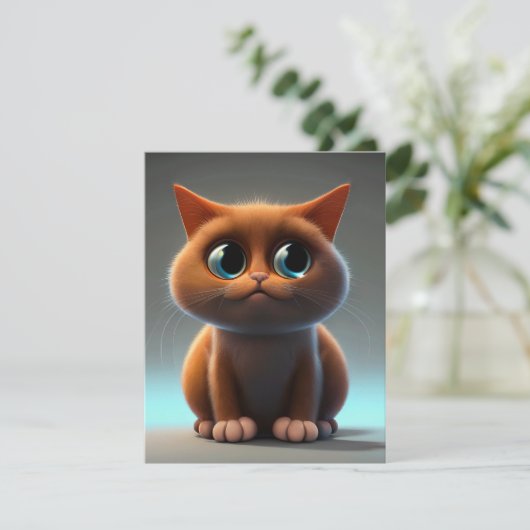 Cartoon karakter illustratie van een schattige kat kaart (Staand voorkant)