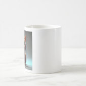 Cartoon karakter illustratie van een schattige kat koffiemok (Center)