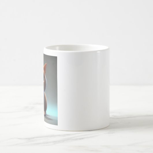 Cartoon karakter illustratie van een schattige kat koffiemok (Center)