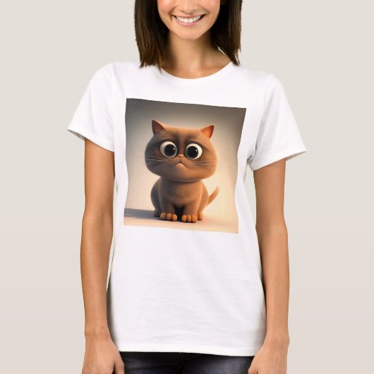 Cartoon karakter illustratie van een schattige kat t-shirt (Voorkant)