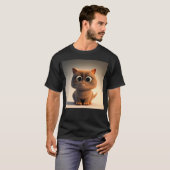 Cartoon karakter illustratie van een schattige kat t-shirt (Voorkant volledig)