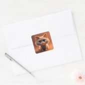 Cartoon karakter illustratie van een schattige kat vierkante sticker (Envelop)