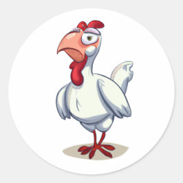 Cartoon Karakter Kip Ronde Sticker