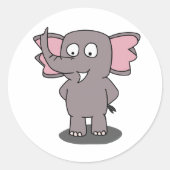 Cartoon Karakter Olifant Ronde Sticker (Voorkant)