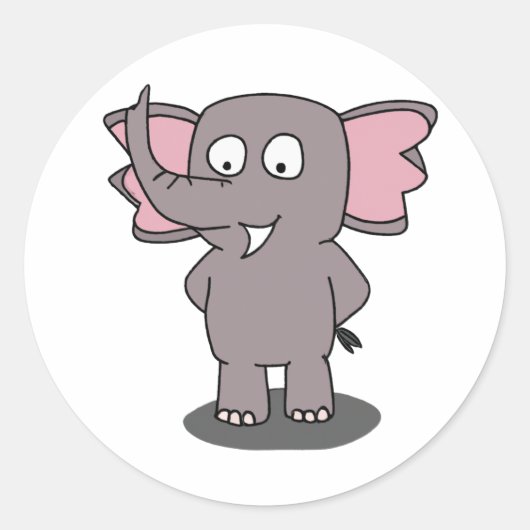 Cartoon Karakter Olifant Ronde Sticker (Voorkant)