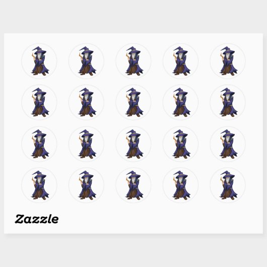 Cartoon Karakter - Wizard Ronde Sticker (Vel)