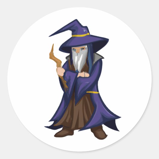 Cartoon Karakter - Wizard Ronde Sticker (Voorkant)