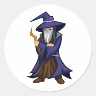 Cartoon Karakter - Wizard Ronde Sticker