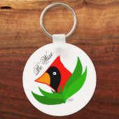 Cartoon Kardinaal Bird Sleutelhanger (Voorkant)