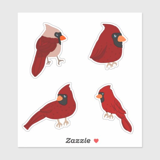 Cartoon Kardinaal Sticker Pack (Vel)