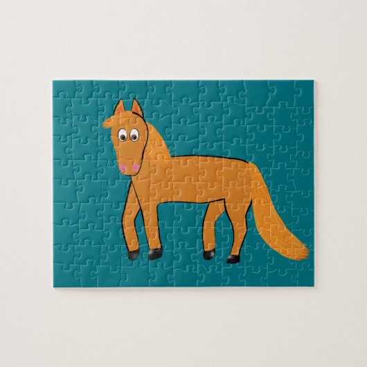Cartoon kastanjepaarden legpuzzel (Horizontaal)