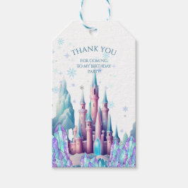 Cartoon Kasteel Frozen Kingdom 1e Verjaardag Cadeaulabel