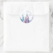 Cartoon Kasteel Frozen Kingdom 1e Verjaardag Ronde Sticker (Tas)