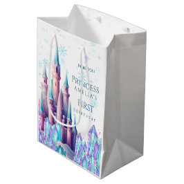 Cartoon Kasteel Frozen Koninkrijk 1e Verjaardag Medium Cadeauzakje