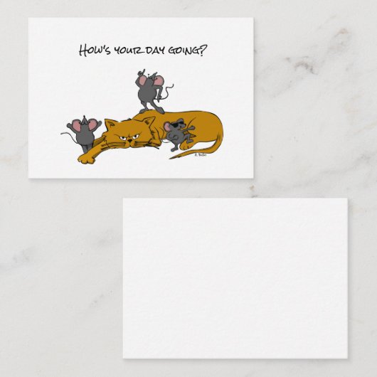 Cartoon kat en dansmuizen notitiekaartje (Voorkant / Achterkant)