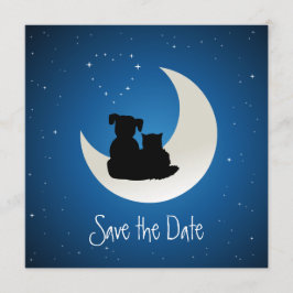 Cartoon Kat en Hond Zielenmaatjes Save de Datum The Date