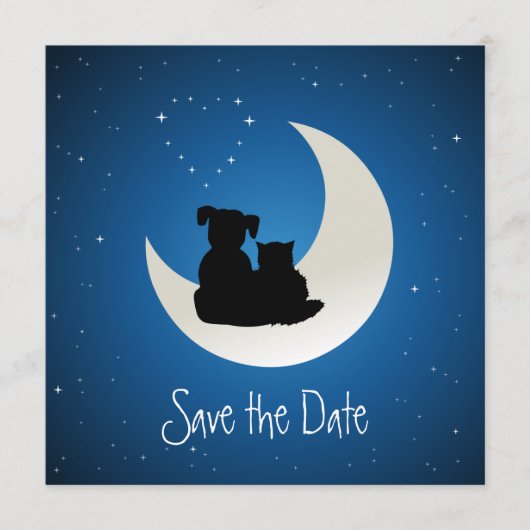 Cartoon Kat en Hond Zielenpartners Save de Datum Save The Date (Voorkant)