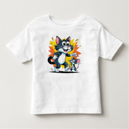 Cartoon kat en muis achtervolging kinder shirts