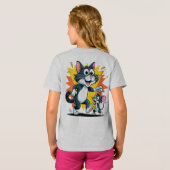 Cartoon kat en muis achtervolging t-shirt (Achterkant volledig)