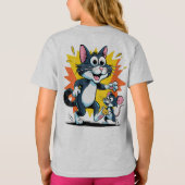 Cartoon kat en muis achtervolging t-shirt (Achterkant)