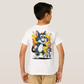 Cartoon kat en muis achtervolging t-shirt (Achterkant volledig)
