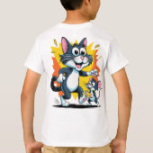 Cartoon kat en muis achtervolging t-shirt (Achterkant)