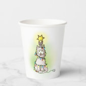 Cartoon kat en muis met kerstboom papieren bekers (Voorkant)