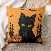 Cartoon kat en pompoenen onder volle maan kussen (Deken)