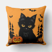 Cartoon kat en pompoenen onder volle maan kussen (Achterkant)