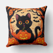 Cartoon kat en pompoenen onder volle maan kussen (Achterkant)