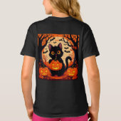 Cartoon kat en pompoenen onder volle maan t-shirt (Achterkant)