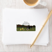 Cartoon Kat en vogels Adres Etiket (Insitu)