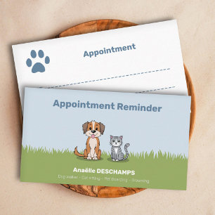 Cartoon Kat & Hond - Pet Services Afspraakkaart Visitekaartje