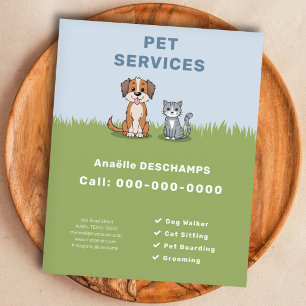 Cartoon Kat & Hond - Pet Services Flyer