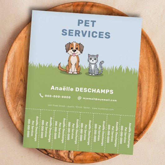 Cartoon Kat & Hond - Pet Tear Off Strips Flyer