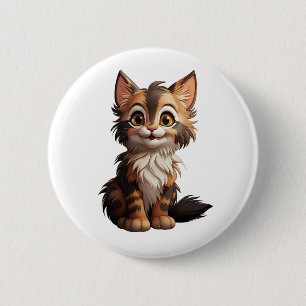 Cartoon kat illustratie ronde button 5,7 cm